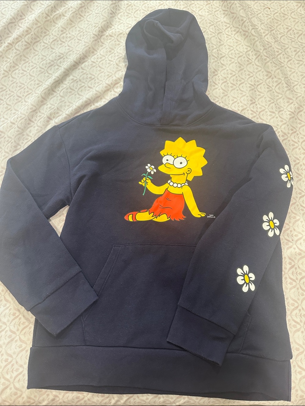 Navy Hoodie with Lisa Simpson Graphic and Daisy Details